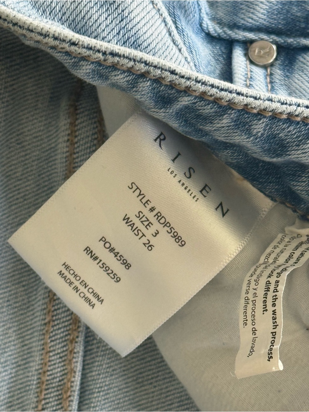 RISEN High Rise Wide Leg Pintuck Front Seam Jeans Light Wash Size 3/26 RDP5989 - Picture 3 of 6